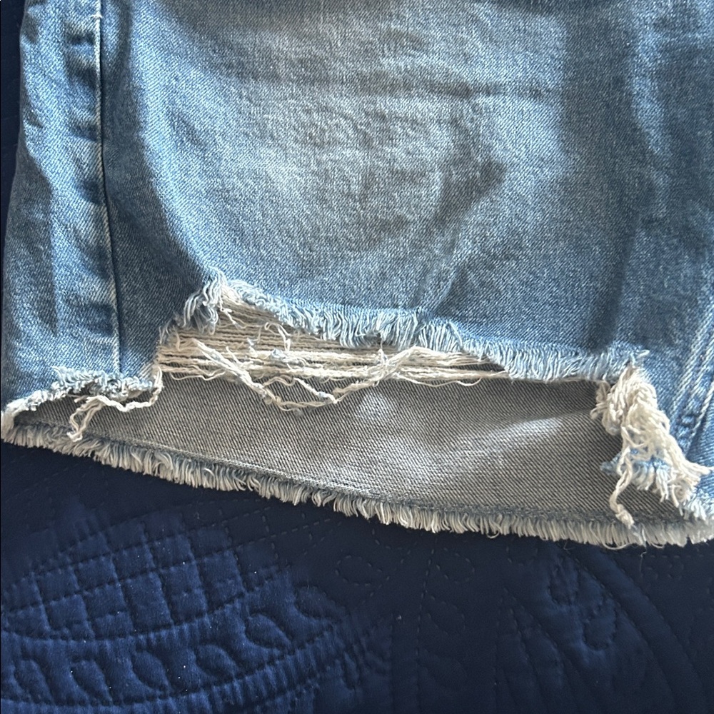 Good American Distressed Blue Jean Shorts - Picture 2 of 8